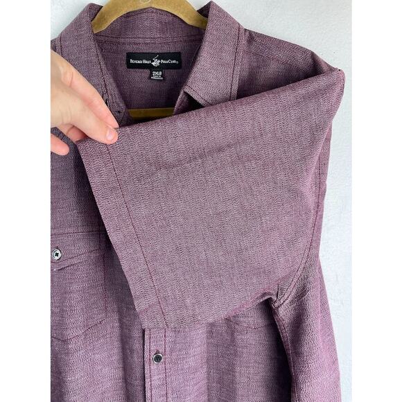 Western Button Up Shirt Mens Size 2XL Short Sleeve Burgundy Casual Shirt - Picture 5 of 12